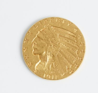 null One 5 dollars gold coin Indian head (Sioux) year 1911. Weight: 8.4gr