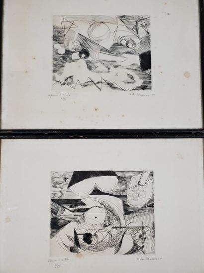 null Hélène DE BEAUVOIR (1910-2001)
"Untitled" and "Untitled
Two etchings on paper...