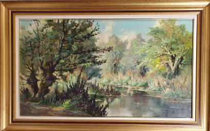 null Robert KAPUSTA (1915-1992)
"Lake landscape
1972
Oil on canvas 
Signed and dated...