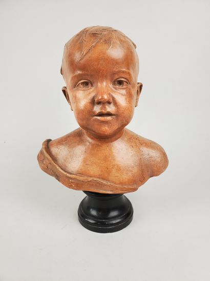 null Alfred Désiré LANSON (1851-1898)
"Bust of a child 
Terracotta subject on solid...