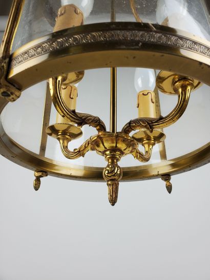 null Louis XVI style cylindrical glass cage-shaped vestibule Lantern with gilded...