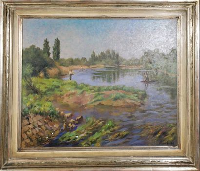 null Jacques GACHOT (1885-1954)
"Lakescape animated by a boat 
1944
Oil on canvas
Signed...