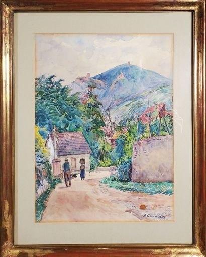 null Auguste CAMMISSAR (1873-1962)
"Landscape with a hill
Watercolor on paper, framed...