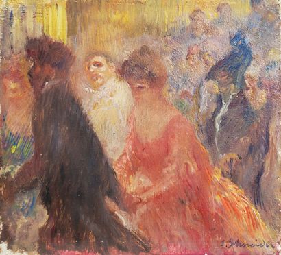 null Émile SCHNEIDER (1873-1947) 
"The Ball 
Oil on panel 
Signed lower right
H 18...