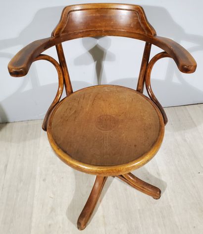 null Nine seats:
- THONET, an office chair, curved wood, seat decorated with floral...