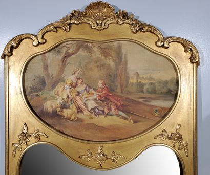 null Louis XV style TRUMEAU
Wood and stucco with gilded patina, decorated with shells...