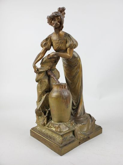 null After Lucien ALLIOT (1877-1967)
"The Golden Fountain
Art Nouveau style regule...