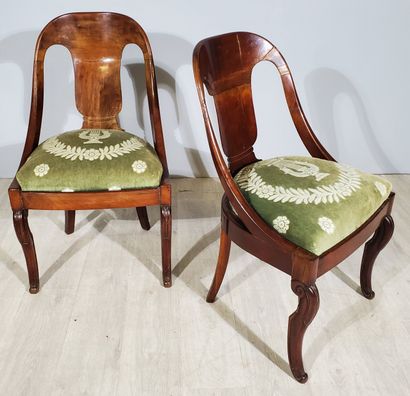 null FOUR Empire-style SEATS 

- A pair of rectangular-back chairs in turned wood...