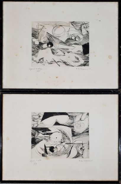 null Hélène DE BEAUVOIR (1910-2001)
"Untitled" and "Untitled
Two etchings on paper...