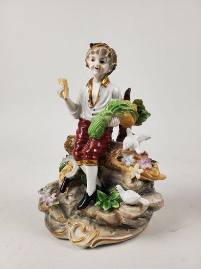 null SAXEN PORCELAIN: 
- Meissen, "Seated young man" polychrome porcelain subject,...
