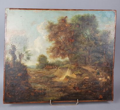 null After Jan WYNANTS (1632-1684)
"Arcadian landscape
Oil on canvas
Inscribed on...