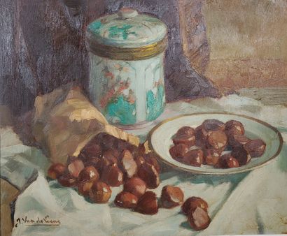 null Jules VAN DE LEENE (1887-1962)
"Chestnuts from Pau
1946
Oil on panel
Signed...