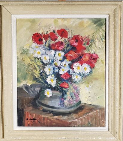 null Alfred SELIG (1907-1974) 
"Bouquet de coquelicots et marguerites" (Bouquet of...
