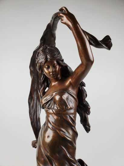null After Auguste MOREAU (1834-1917)
"The dawn
Brown patina bronze subject supported...