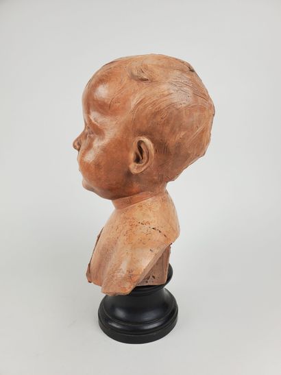 null Alfred Désiré LANSON (1851-1898)
"Bust of a child 
Terracotta subject on solid...