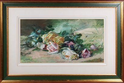 null Camille SEGUIN (1867-1952)
"Rose Throw"
1926
Gouache on paper, framed under...
