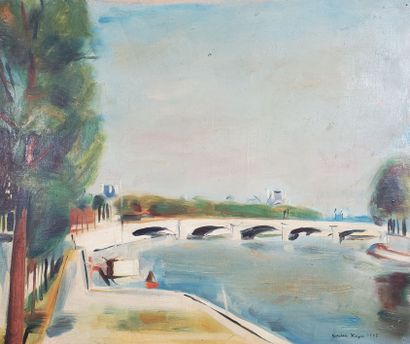 null Gabrielle KAYSER (1902-1993)
"Springtime in Strasbourg
1948
Oil on canvas
Signed...