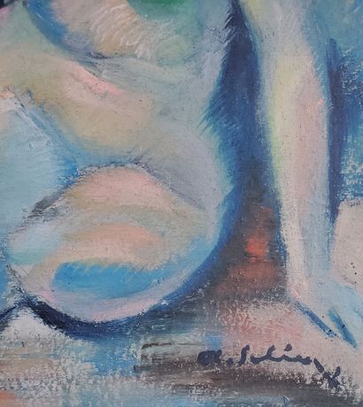 null Alfred SELIG (1907-1974) 
"Nude with blue rings 
Colmar
Oil on panel
Signed...