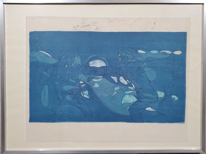 null Hans ERNI (1909-2015)
"The loves of Zeus and Dia" 
Lithograph framed under glass...