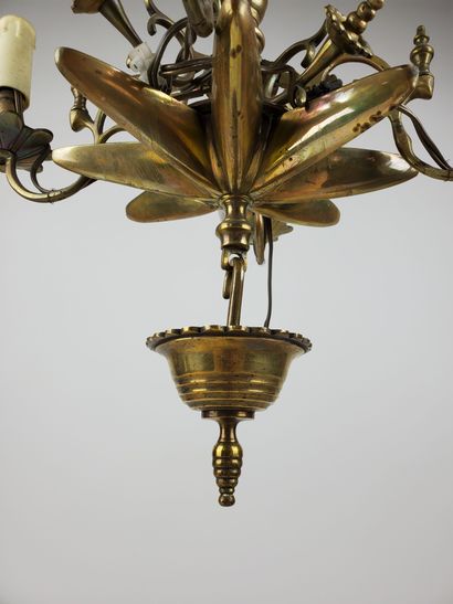 null JUDENSTERN shabbat lantern, brass, with rack and cup, decorated with four lights...