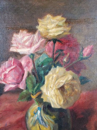 null Charles GOEBBELS (1857- ?)
"Bouquet de roses
Oil on canvas
Signed lower left
H...