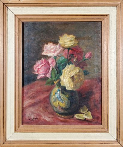 null Charles GOEBBELS (1857- ?)
"Bouquet de roses
Oil on canvas
Signed lower left
H...