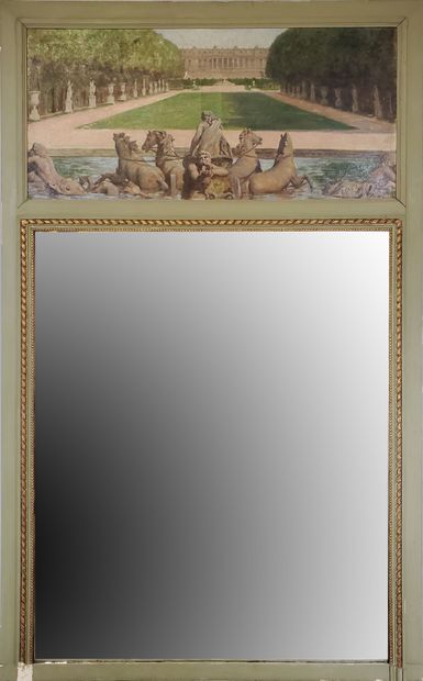 null Louis XVI style TRUMEAU
Wooden frame with green rechampi and gilded patina,...
