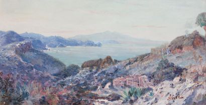 Maxime NOIRE (1861-1927) Paysage. Huile sur toile. Signée en bas à droite. 47 x 91...