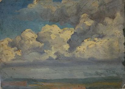 Frédéric Marius DE BUZON (1879-1958) Paysage au nuages. Huile sur carton. Cachet...