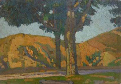Frédéric Marius DE BUZON (1879-1958) Paysage. Huile sur panneau. Cachet d'atelier...