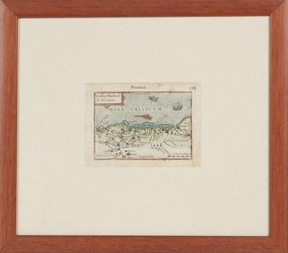 null Carte marine Côte de Provence. Epoque XVIIème siècle. 8 x 12 cm.