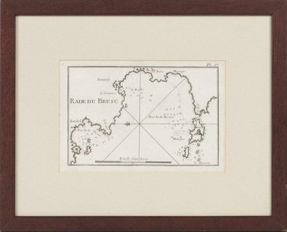 null Carte marine Baie du Brusc. Epoque XVIIIème siècle. 13 x 20 cm.
