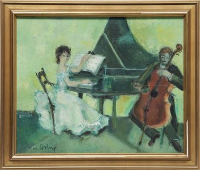 José ASTRIE (1927) Musique de chambre. Huile sur toile. Signée en bas à gauche. 0...