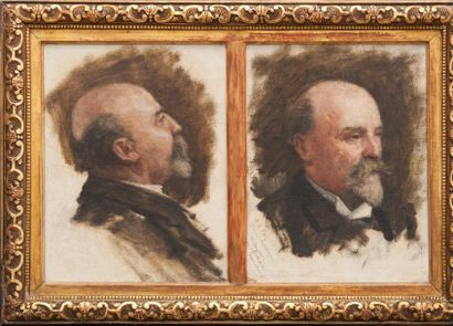 Francis TATTEGRAIN (1852-1915) Portrait d'homme. Paire d'huiles sur carton dans un...
