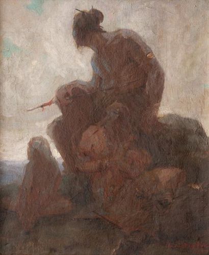 Henry MARTIN (1835-1908) Scène mythologique. Huile sur toile. Signée et datée 1885...