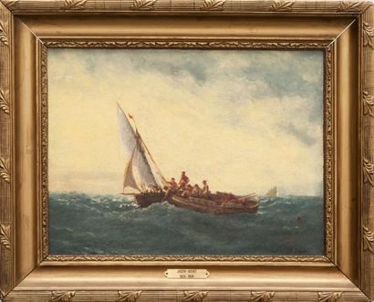 Joseph SUCHET (1824-1896) Barque et voilier. Huile sur toile. Signée en bas à gauche....