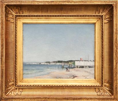 François MAURY (1861-1933) La plage du Prado. Huile sur toile. Signée en bas à droite....