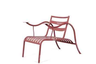 Jasper MORISSON (1959) Suite de deux fauteuils dits Thinking Man's.Métal.90 x 57...