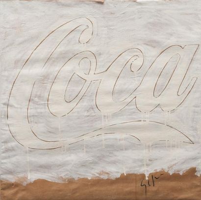 Mario SCHIFANO (1934-1998) Coca, 1979.Acrylique sur papier marouflé sur toile.Signé...