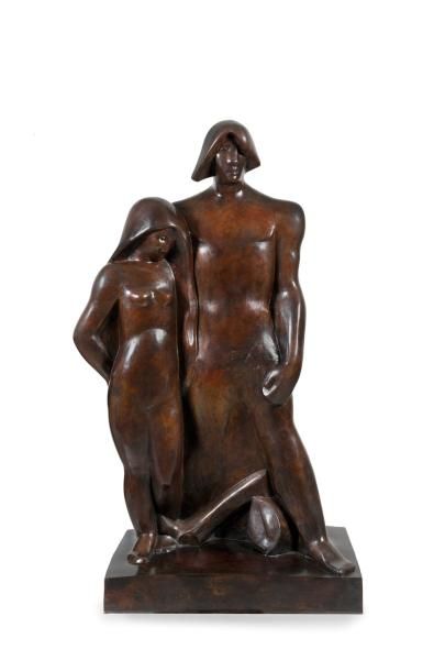 JOSEPH CSAKY (1888_1971) Adam et Eve, 1933.Bronze.Signé, cachet de l'atelier Csaky...