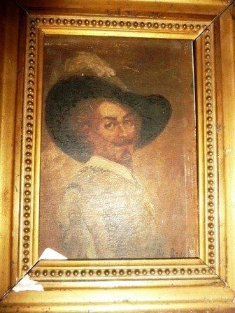 Ecole du Nord XIX e Portrait d'un notable hollandais, huile sur bois, porte une signature...