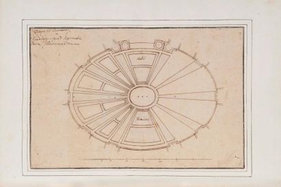 Ecole ITALIENNE du XVIIème siècle Plan d'un pavement de salle de palais Plume et...