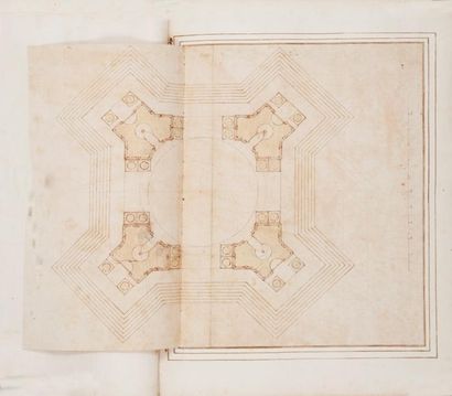 Ecole ITALIENNE du XVIIème siècle Plan d'une chapelle Plume et encre noire, rehauts...