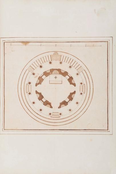 Ecole ITALIENNE du XVIIème siècle Plan du Tempietto de Bramante à San Pietro in Montorio
Plume...