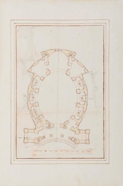 Ecole ITALIENNE du XVIIème siècle Plan d'une chapelle Plume et encre noire, et rehauts...