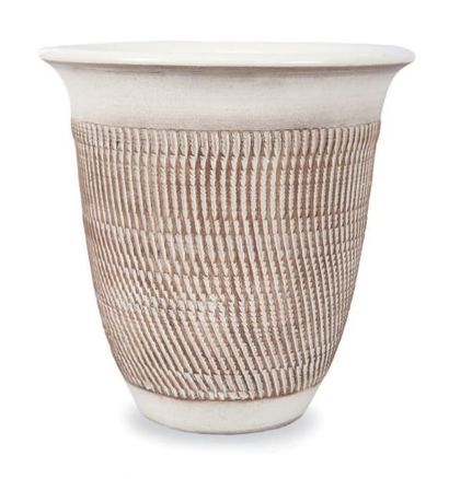 JEAN BESNARD (1889-1958) Important vase de forme ouverte en céramique dans les tons...
