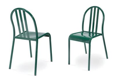 ROBERT MALLET-STEVENS (1886-1945) Paire de chaises à structure en tube d'acier de...
