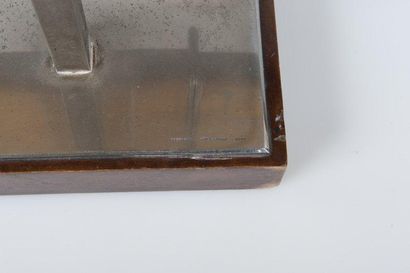 DESNY (Clément Nauny 1900-1969) Miroir de table triptyque à structure en métal chromé...