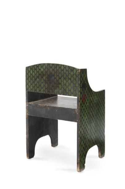 VITTORIO ZECCHIN (1878-1947) Paire de fauteuils à structure cubique à décor peint...