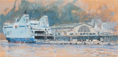 Thierry RAIMONDO Ferry au cap Janet, Marseille. 19 x 29 cm